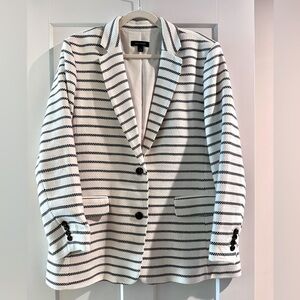 Ann Taylor Black and White Striped Blazer
